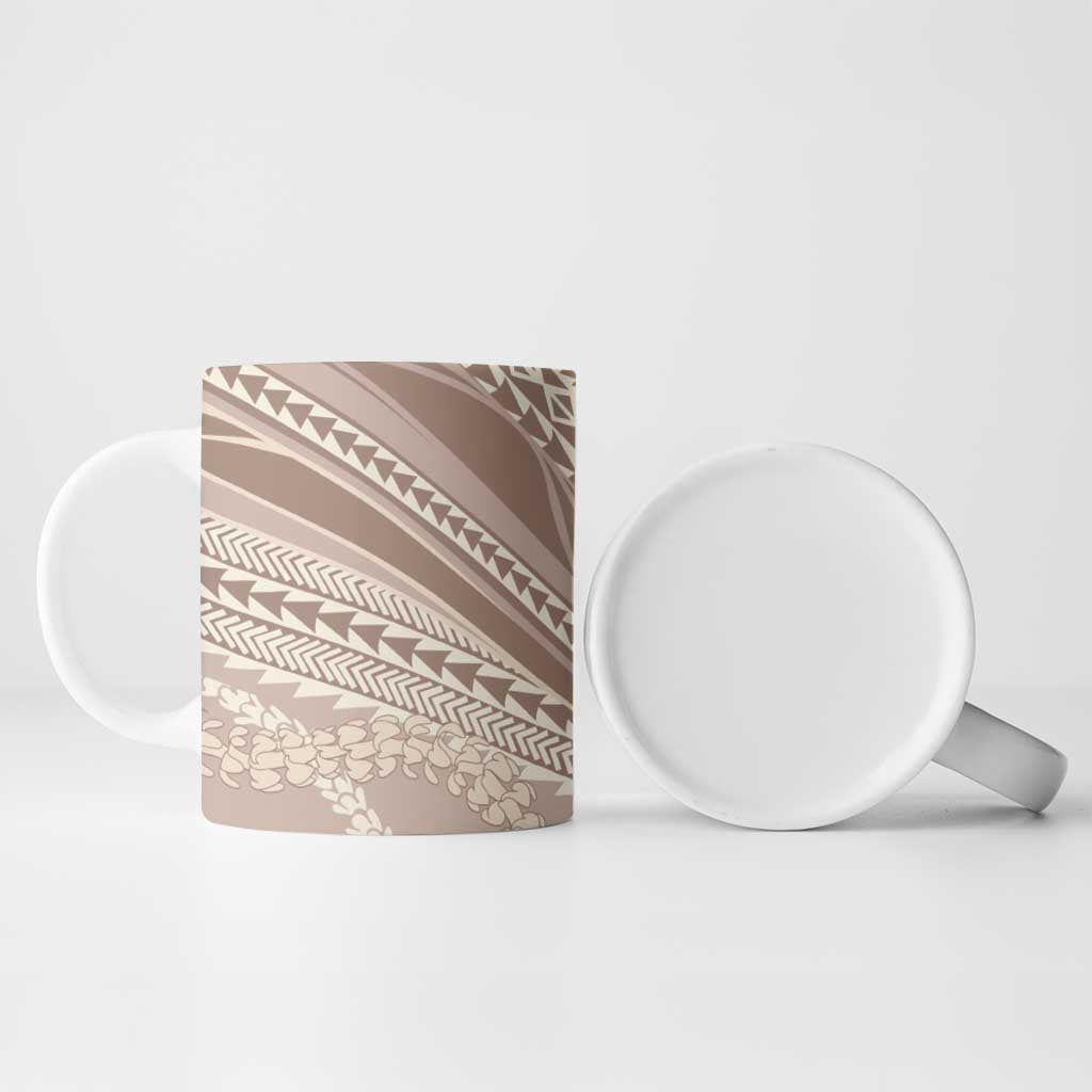 Polynesian Puakeniken Pikake Twisted Lei Ceramic Mug Beige - Polynesian Pride