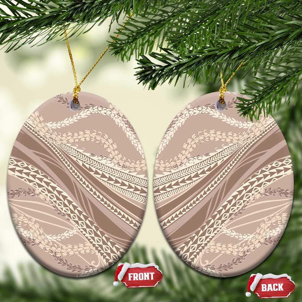 Polynesian Puakeniken Pikake Twisted Lei Ceramic Ornament Beige - Polynesian Pride