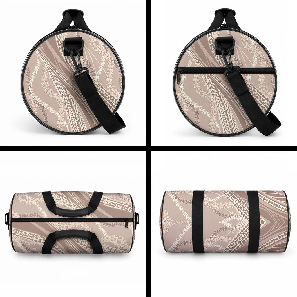 Polynesian Puakeniken Pikake Twisted Lei Duffle Bag Beige