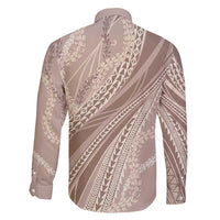 Polynesian Puakeniken Pikake Twisted Lei Family Matching Puletasi and Hawaiian Shirt Beige - Polynesian Pride