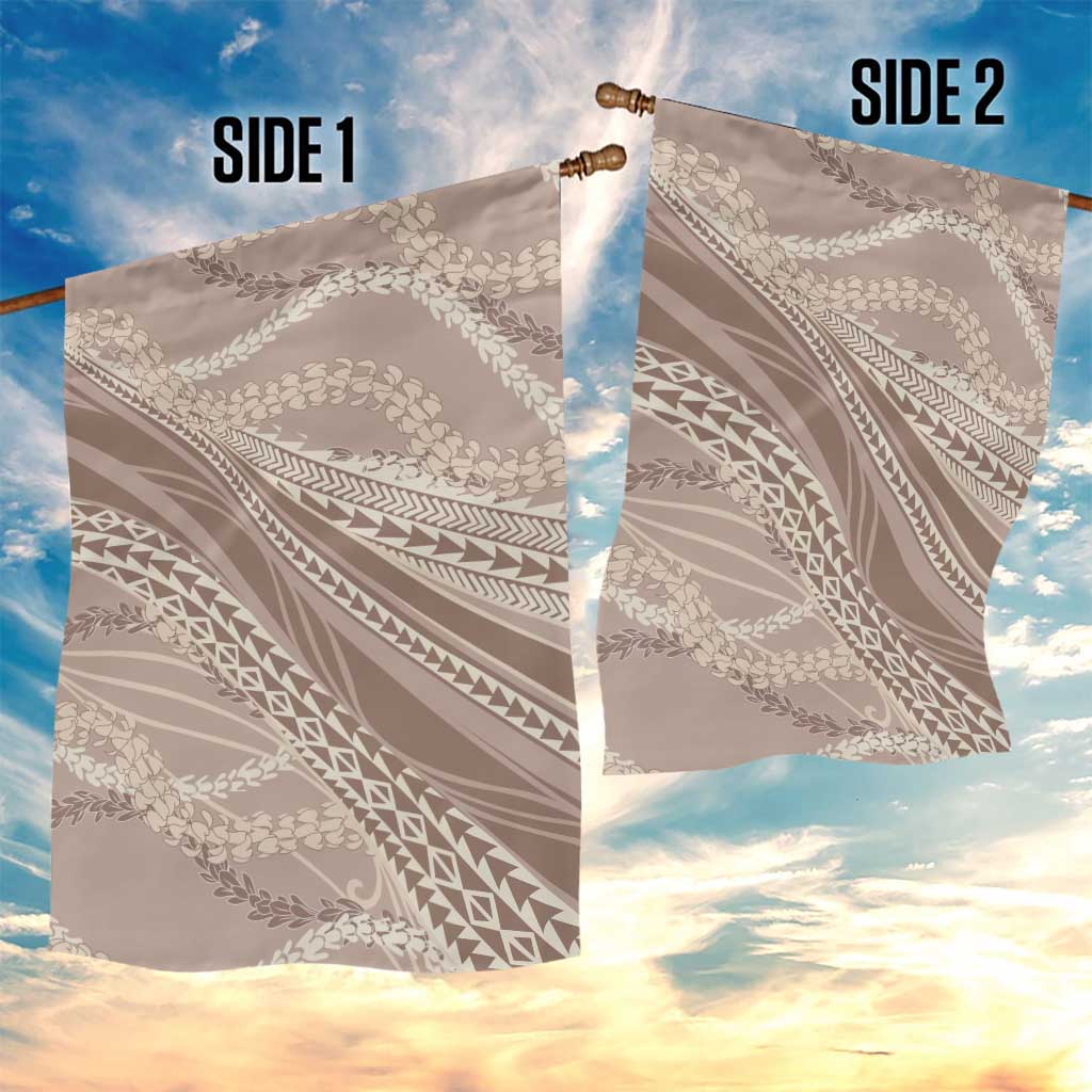 Polynesian Puakeniken Pikake Twisted Lei Garden Flag Beige - Polynesian Pride