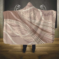 Polynesian Puakeniken Pikake Twisted Lei Hooded Blanket Beige - Polynesian Pride