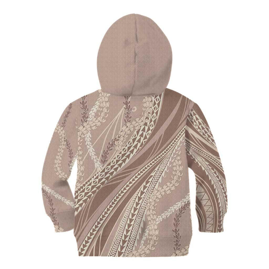Polynesian Puakeniken Pikake Twisted Lei Kid Hoodie Beige - Polynesian Pride