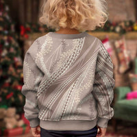 Polynesian Puakeniken Pikake Twisted Lei Kid Ugly Christmas Sweater Beige - Polynesian Pride
