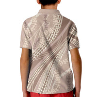 Polynesian Puakeniken Pikake Twisted Lei Kid Polo Shirt Beige LT7 - Polynesian Pride