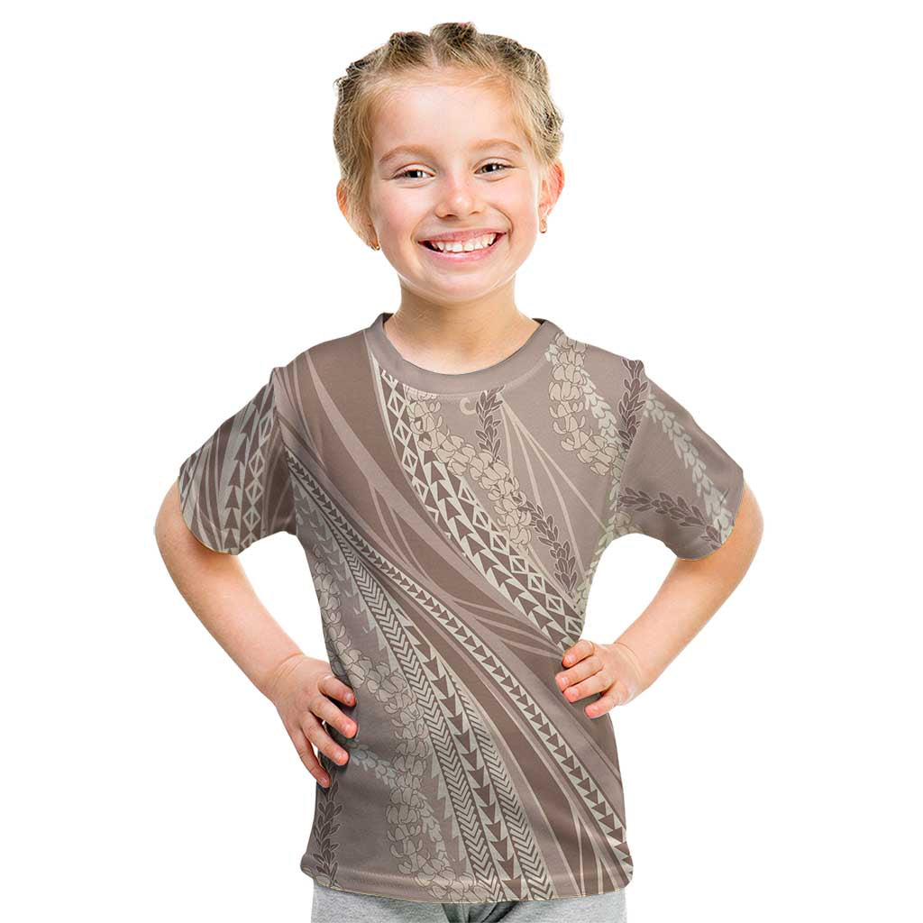 Polynesian Puakeniken Pikake Twisted Lei Kid T Shirt Beige LT7 Beige - Polynesian Pride