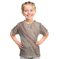 Polynesian Puakeniken Pikake Twisted Lei Kid T Shirt Beige LT7 Beige - Polynesian Pride
