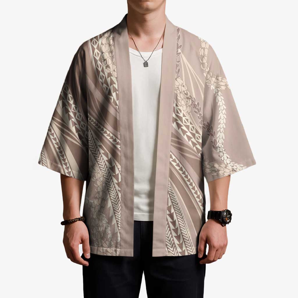 Polynesian Puakeniken Pikake Twisted Lei Kimono Beige - Polynesian Pride