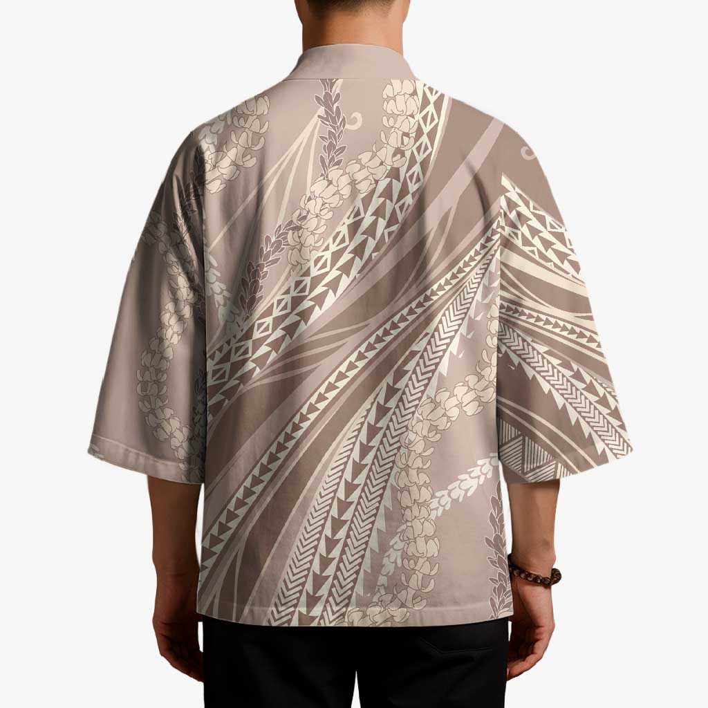 Polynesian Puakeniken Pikake Twisted Lei Kimono Beige - Polynesian Pride