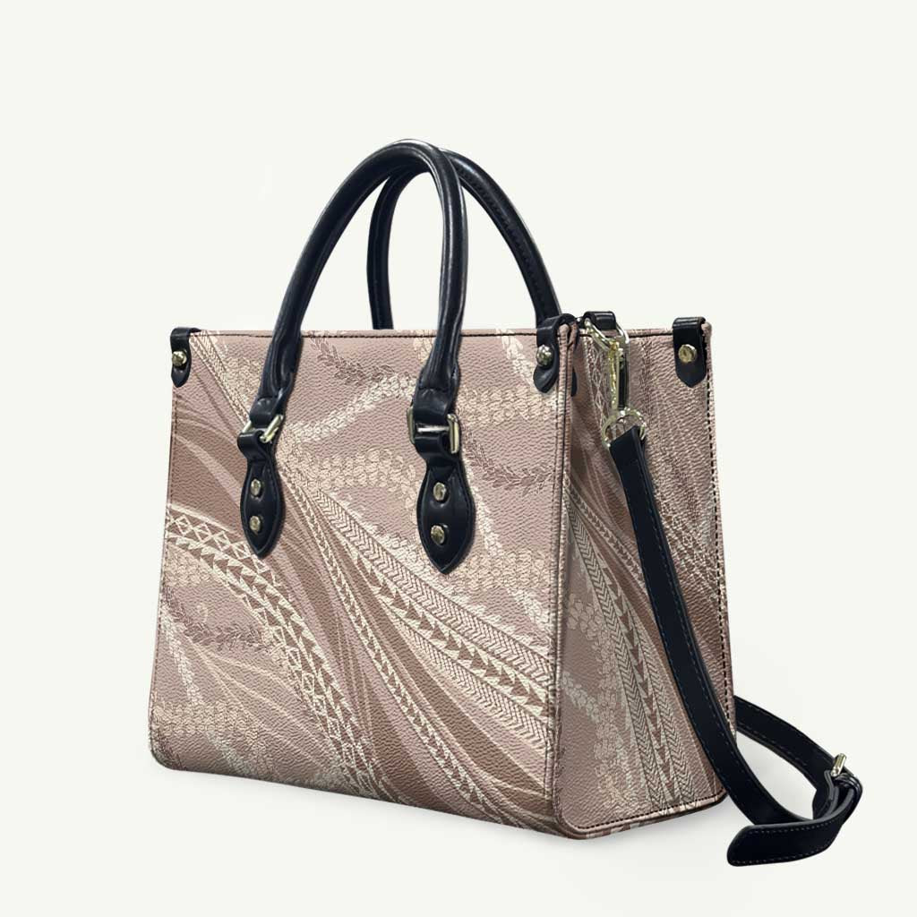 Polynesian Puakeniken Pikake Twisted Lei Leather Bag Beige - Polynesian Pride