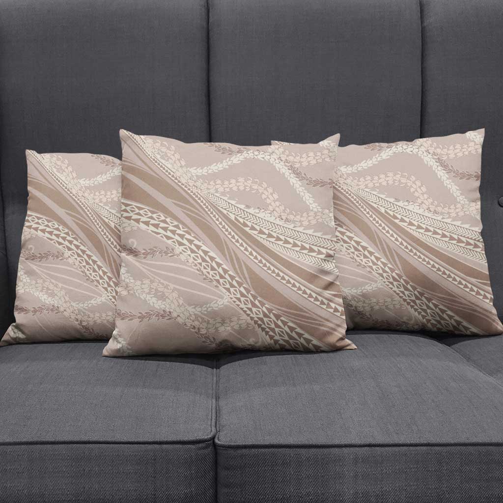 Polynesian Puakeniken Pikake Twisted Lei Pillow Cover Beige - Polynesian Pride