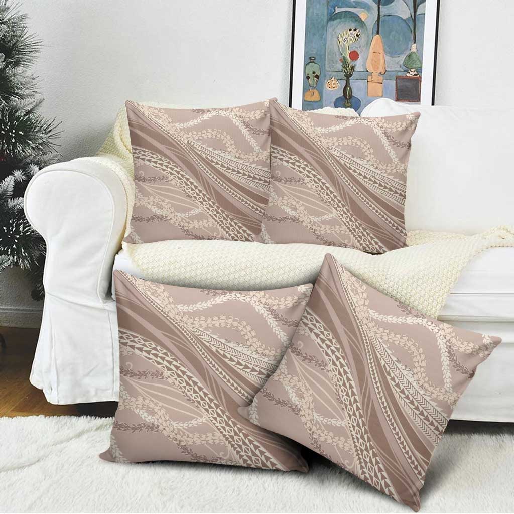 Polynesian Puakeniken Pikake Twisted Lei Pillow Cover Beige - Polynesian Pride