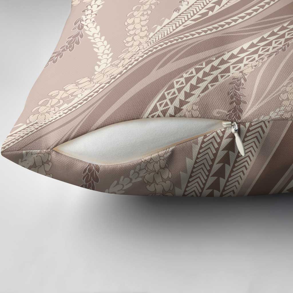 Polynesian Puakeniken Pikake Twisted Lei Pillow Cover Beige - Polynesian Pride