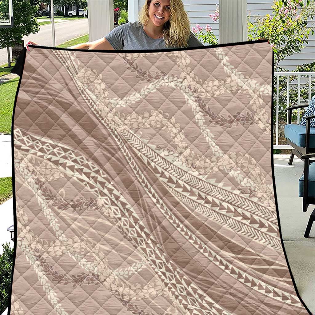 Polynesian Puakeniken Pikake Twisted Lei Quilt Beige - Polynesian Pride