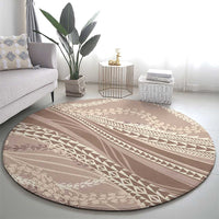 Polynesian Puakeniken Pikake Twisted Lei Round Carpet Beige - Polynesian Pride
