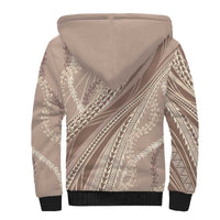 Polynesian Puakeniken Pikake Twisted Lei Sherpa Hoodie Beige - Polynesian Pride