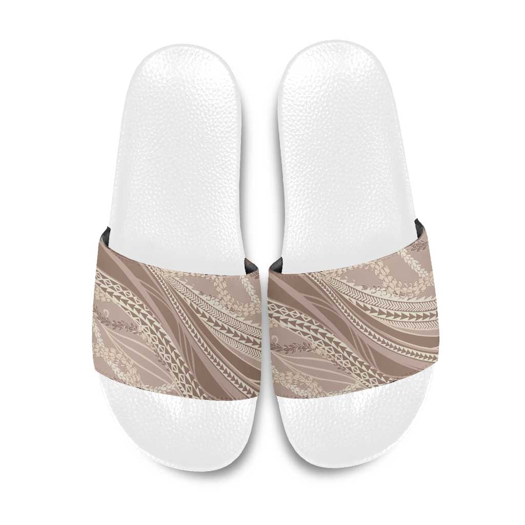 Polynesian Puakeniken Pikake Twisted Lei Slide Sandals Beige LT7 Beige - Polynesian Pride