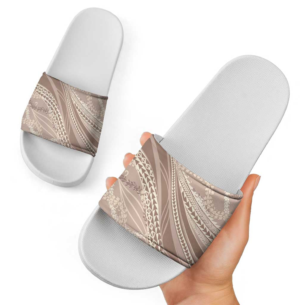 Polynesian Puakeniken Pikake Twisted Lei Slide Sandals Beige LT7 - Polynesian Pride