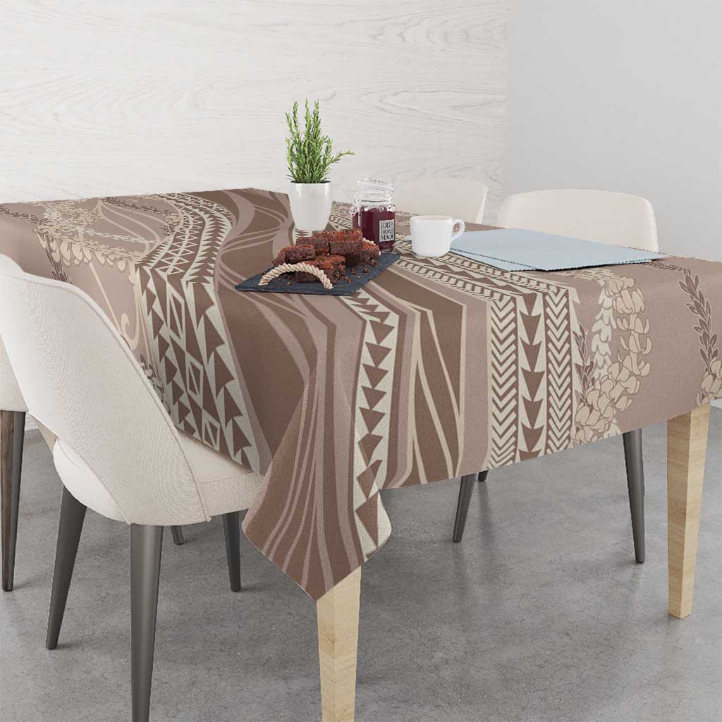 Polynesian Puakeniken Pikake Twisted Lei Tablecloth Beige - Polynesian Pride