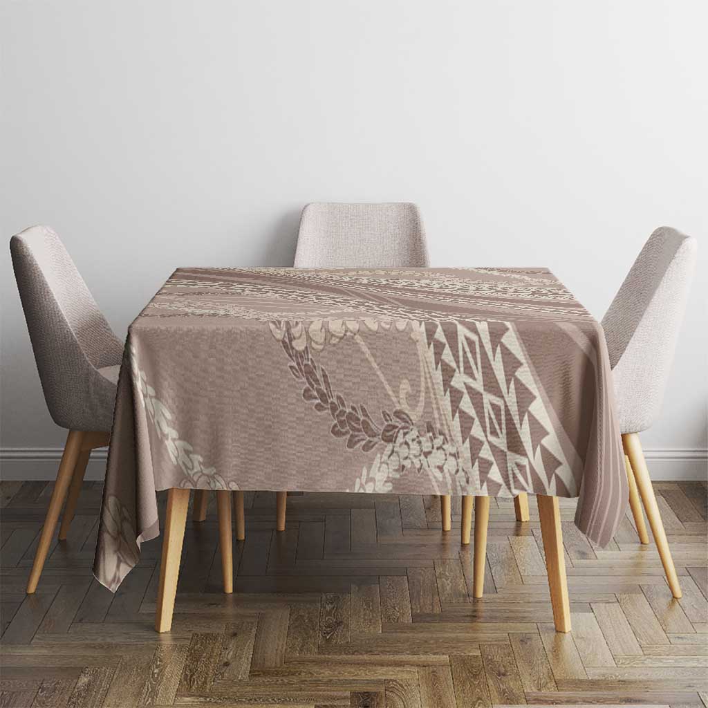 Polynesian Puakeniken Pikake Twisted Lei Tablecloth Beige - Polynesian Pride