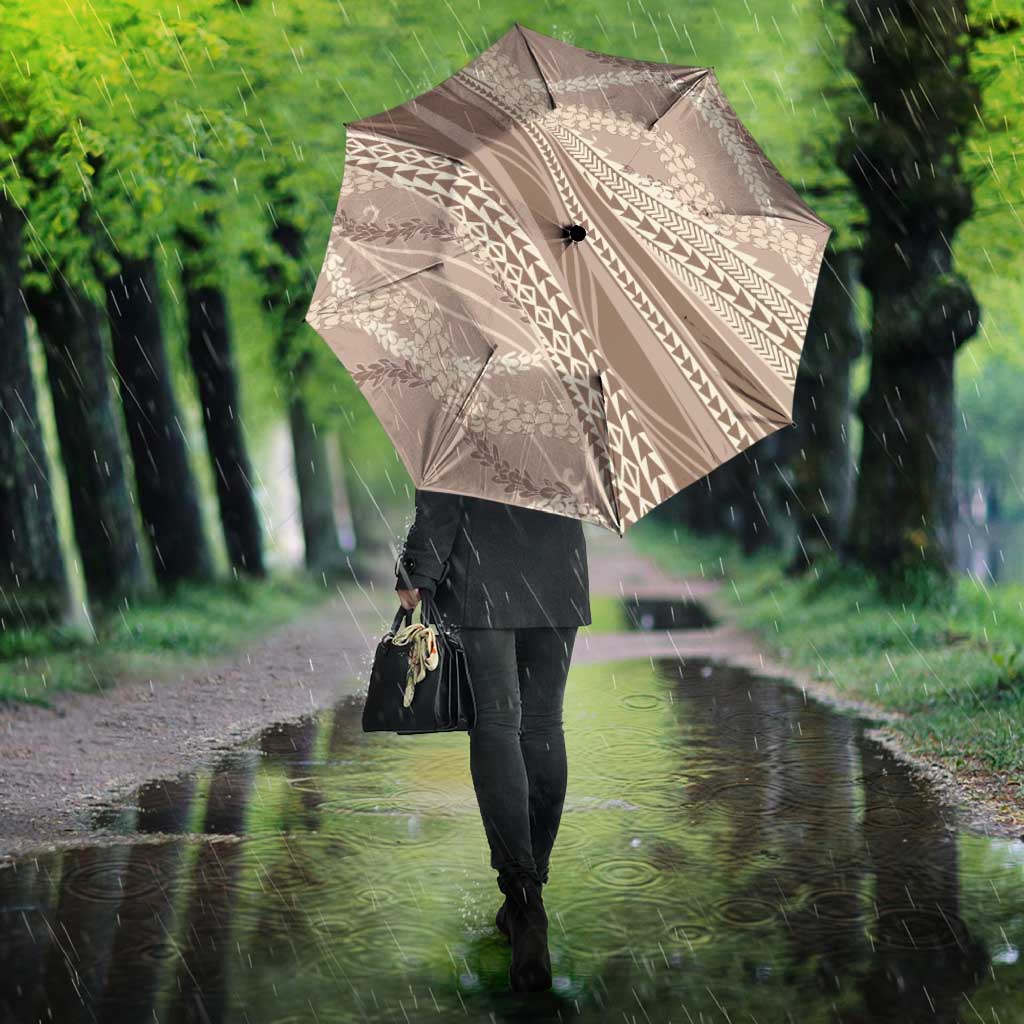 Polynesian Puakeniken Pikake Twisted Lei Umbrella Beige LT7 - Polynesian Pride