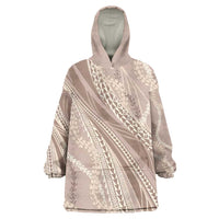 Polynesian Puakeniken Pikake Twisted Lei Wearable Blanket Hoodie Beige LT7 One Size Beige - Polynesian Pride