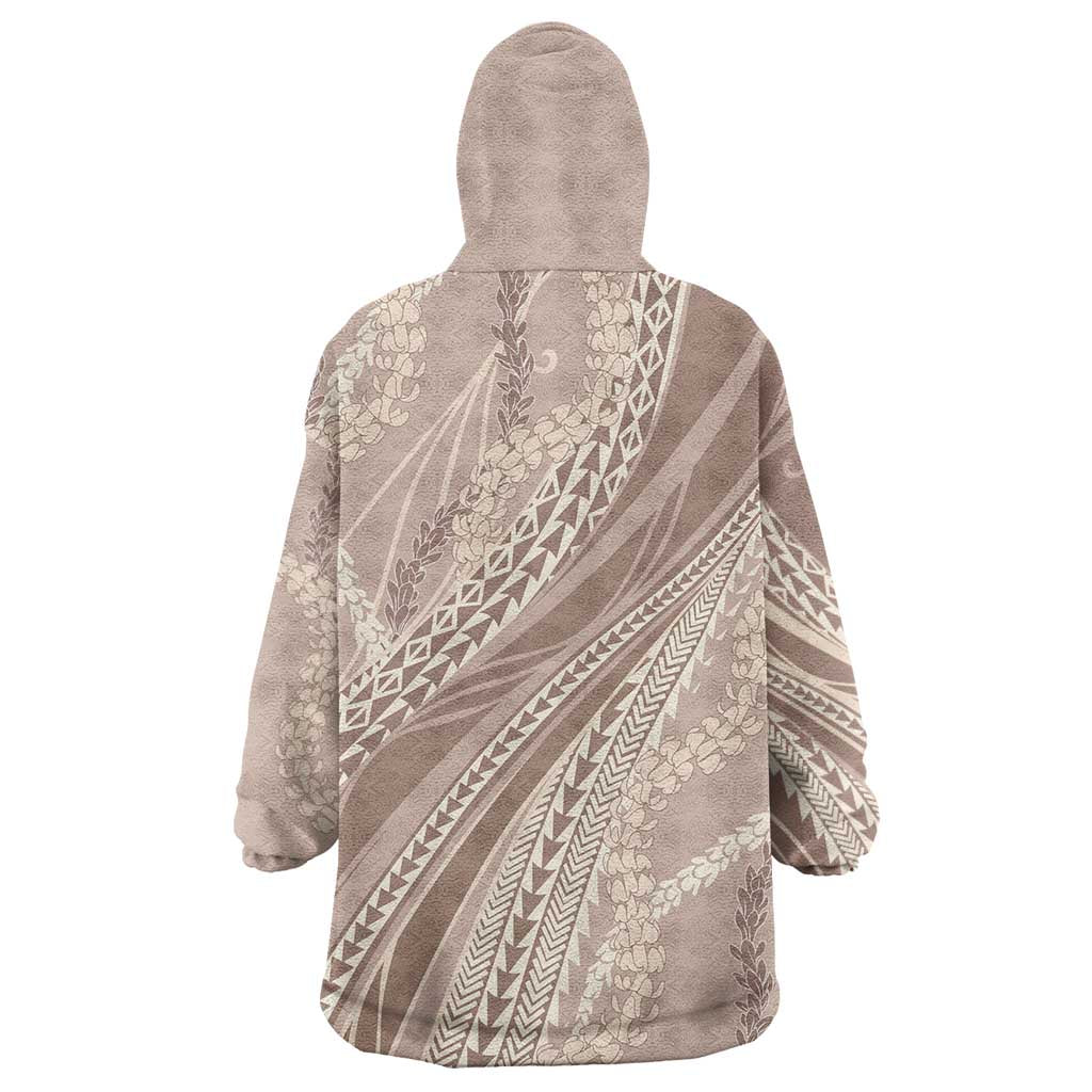 Polynesian Puakeniken Pikake Twisted Lei Wearable Blanket Hoodie Beige LT7 - Polynesian Pride