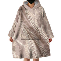 Polynesian Puakeniken Pikake Twisted Lei Wearable Blanket Hoodie Beige LT7 - Polynesian Pride