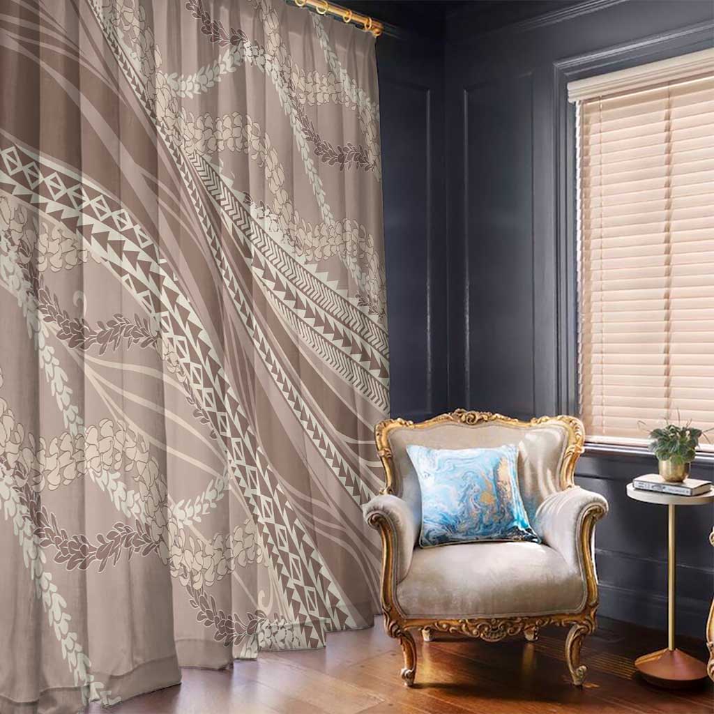 Polynesian Puakeniken Pikake Twisted Lei Window Curtain Beige - Polynesian Pride