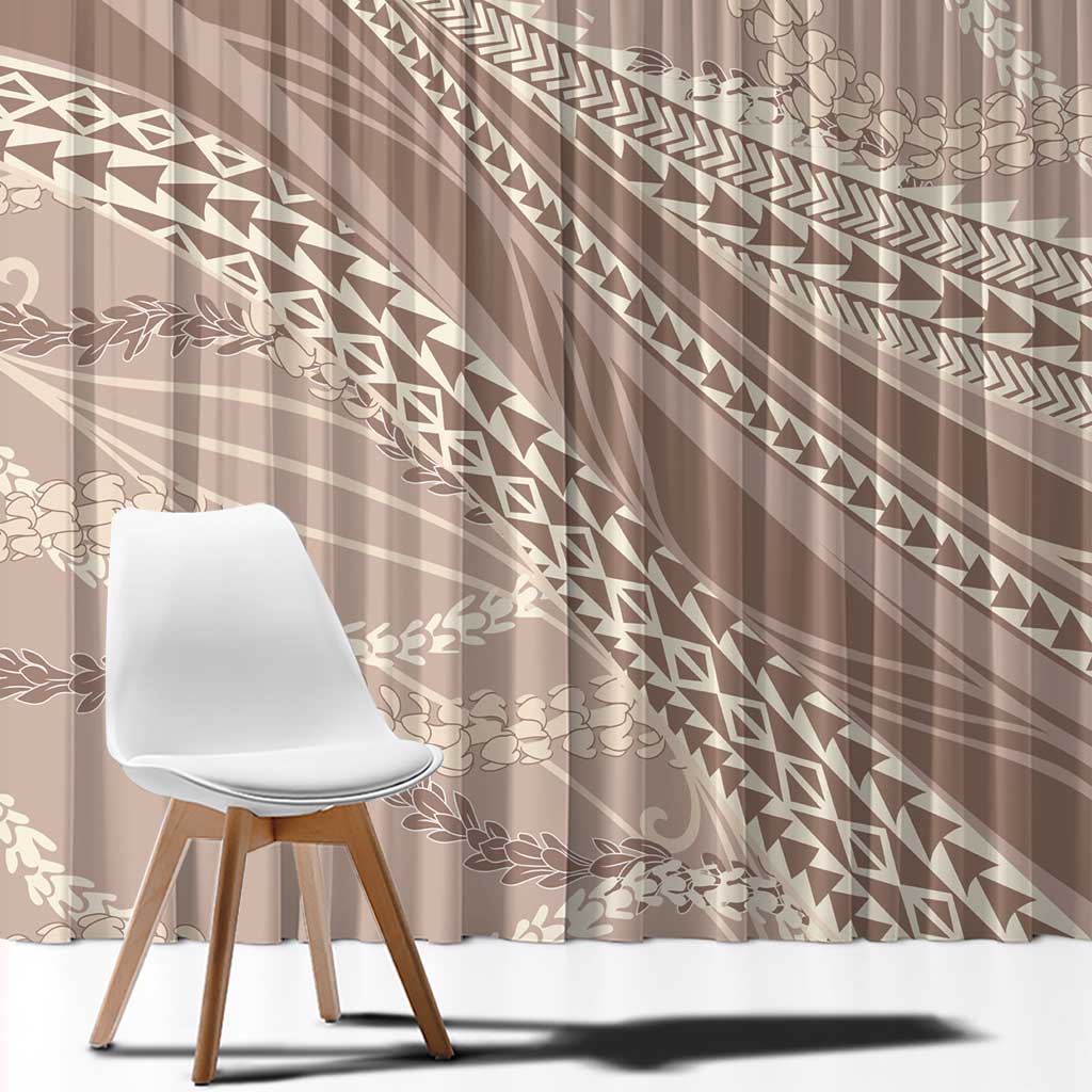 Polynesian Puakeniken Pikake Twisted Lei Window Curtain Beige - Polynesian Pride
