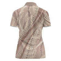 Polynesian Puakeniken Pikake Twisted Lei Women Polo Shirt Beige - Polynesian Pride
