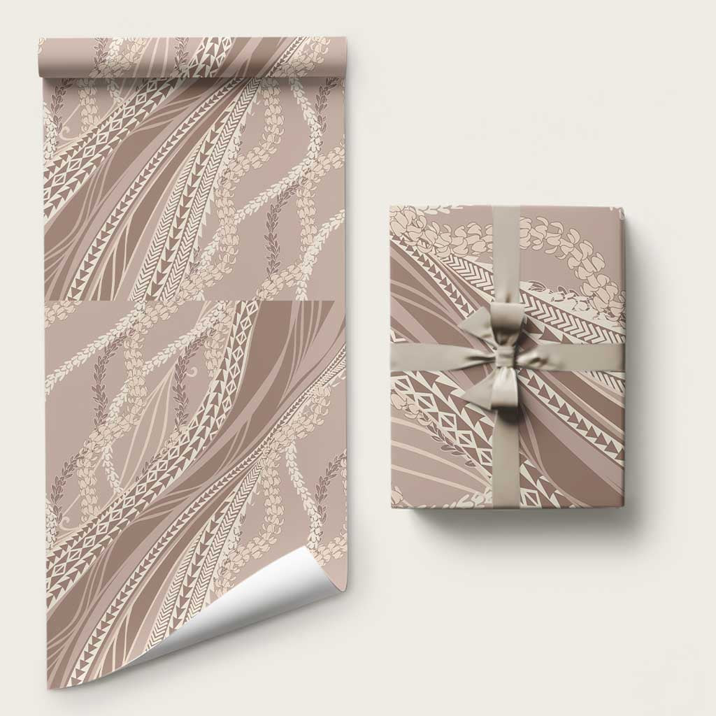 Polynesian Puakeniken Pikake Twisted Lei Wrapping Paper Beige LT7 58" × 23" Beige - Polynesian Pride