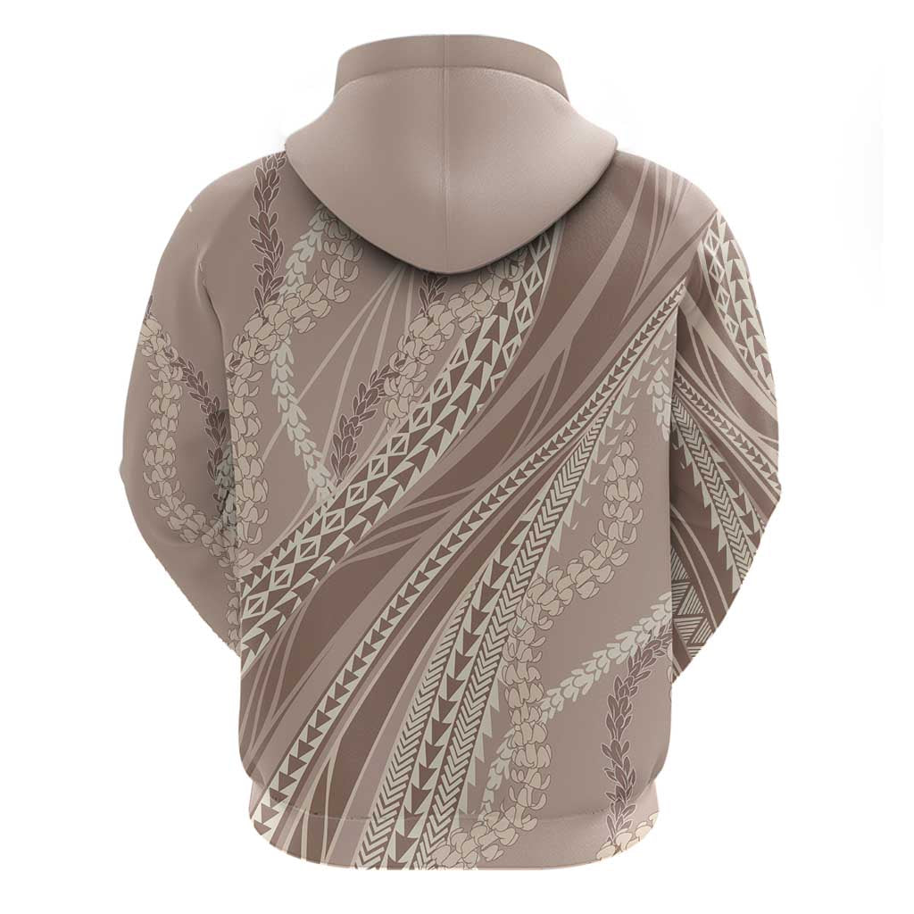 Polynesian Puakeniken Pikake Twisted Lei Zip Hoodie Beige LT7 - Polynesian Pride