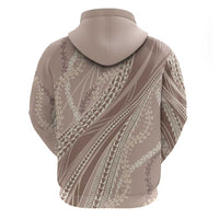 Polynesian Puakeniken Pikake Twisted Lei Zip Hoodie Beige LT7 - Polynesian Pride