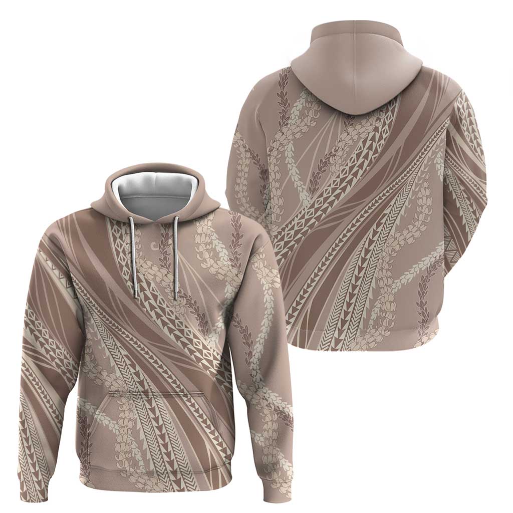 Polynesian Puakeniken Pikake Twisted Lei Zip Hoodie Beige LT7 - Polynesian Pride
