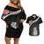 Personalised New Zealand Maori Couples Matching Off Shoulder Short Dress and Hawaiian Shirt Manaia Mix Koru LT7 Black - Polynesian Pride