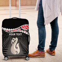 Personalised New Zealand Maori Luggage Cover Manaia Mix Koru LT7 Black - Polynesian Pride
