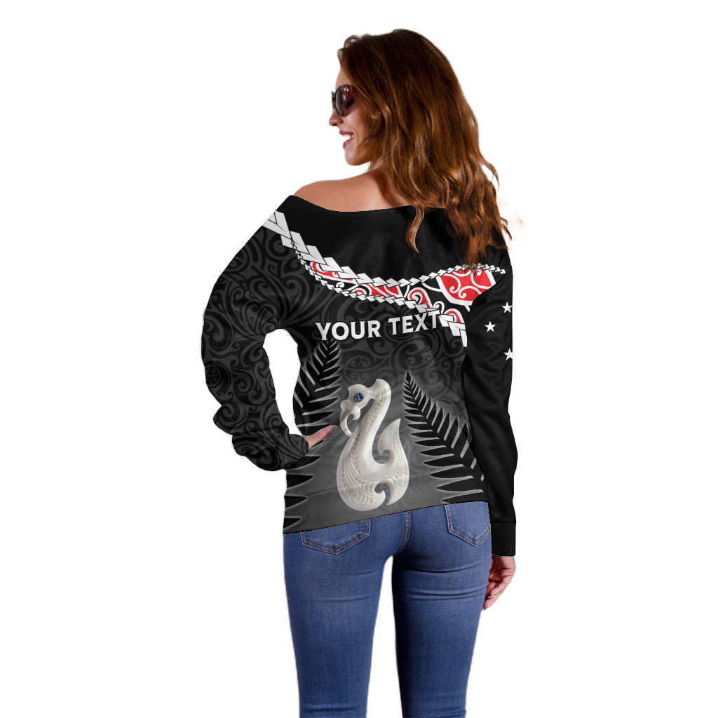 Personalised New Zealand Maori Off Shoulder Sweater Manaia Mix Koru LT7 - Polynesian Pride