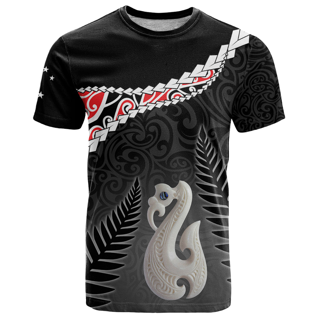 Personalised New Zealand Maori T Shirt Manaia Mix Koru LT7 Black - Polynesian Pride