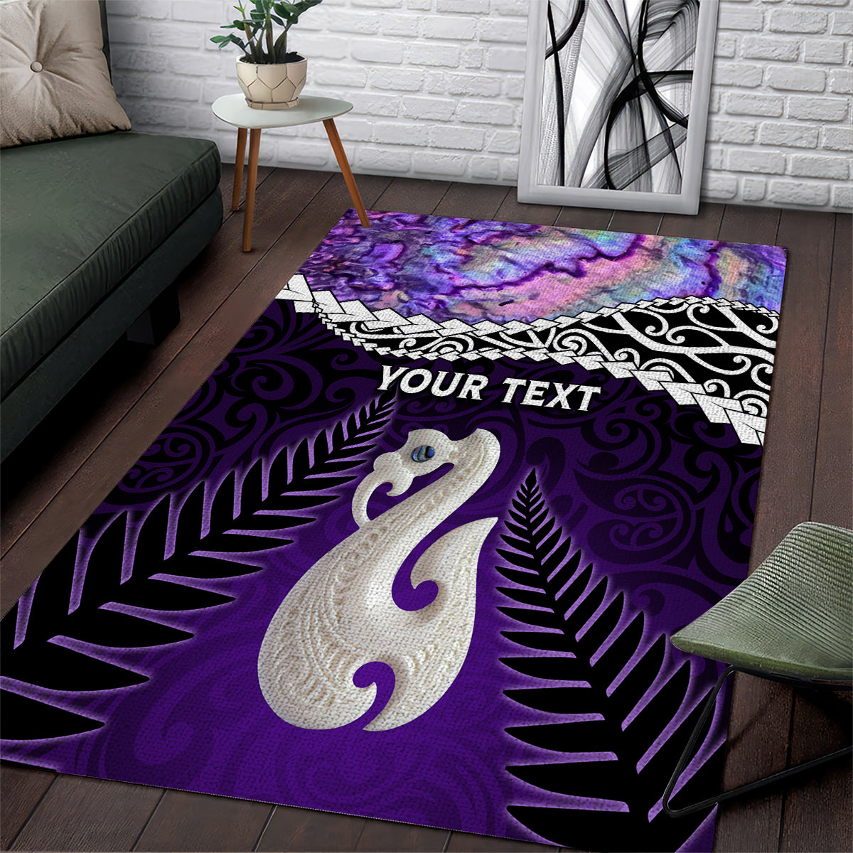 Personalised New Zealand Maori Area Rug Manaia Paua Shell Purple LT7 Purple - Polynesian Pride