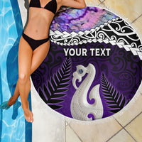 Personalised New Zealand Maori Beach Blanket Manaia Paua Shell Purple LT7 - Polynesian Pride