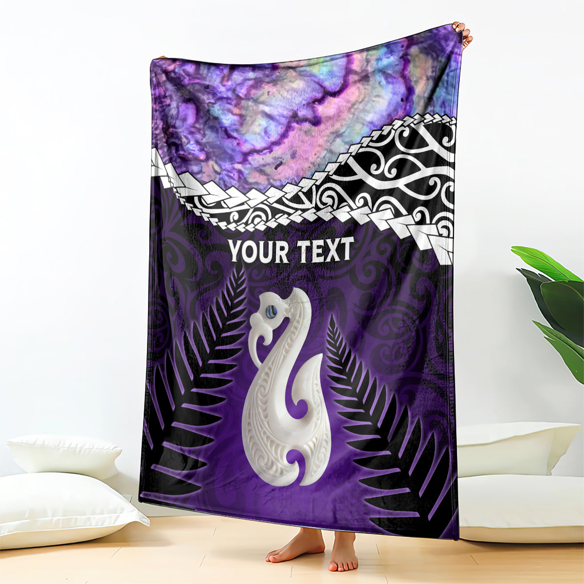 Personalised New Zealand Maori Blanket Manaia Paua Shell Purple LT7 Purple - Polynesian Pride