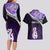 Personalised New Zealand Maori Couples Matching Long Sleeve Bodycon Dress and Hawaiian Shirt Manaia Paua Shell Purple LT7 - Polynesian Pride