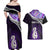 Personalised New Zealand Maori Couples Matching Off Shoulder Maxi Dress and Hawaiian Shirt Manaia Paua Shell Purple LT7 - Polynesian Pride