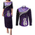 Personalised New Zealand Maori Couples Matching Puletasi and Long Sleeve Button Shirt Manaia Paua Shell Purple LT7 Purple - Polynesian Pride