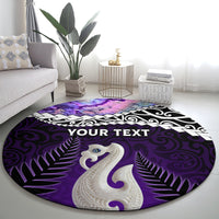 Personalised New Zealand Maori Round Carpet Manaia Paua Shell Purple LT7 - Polynesian Pride
