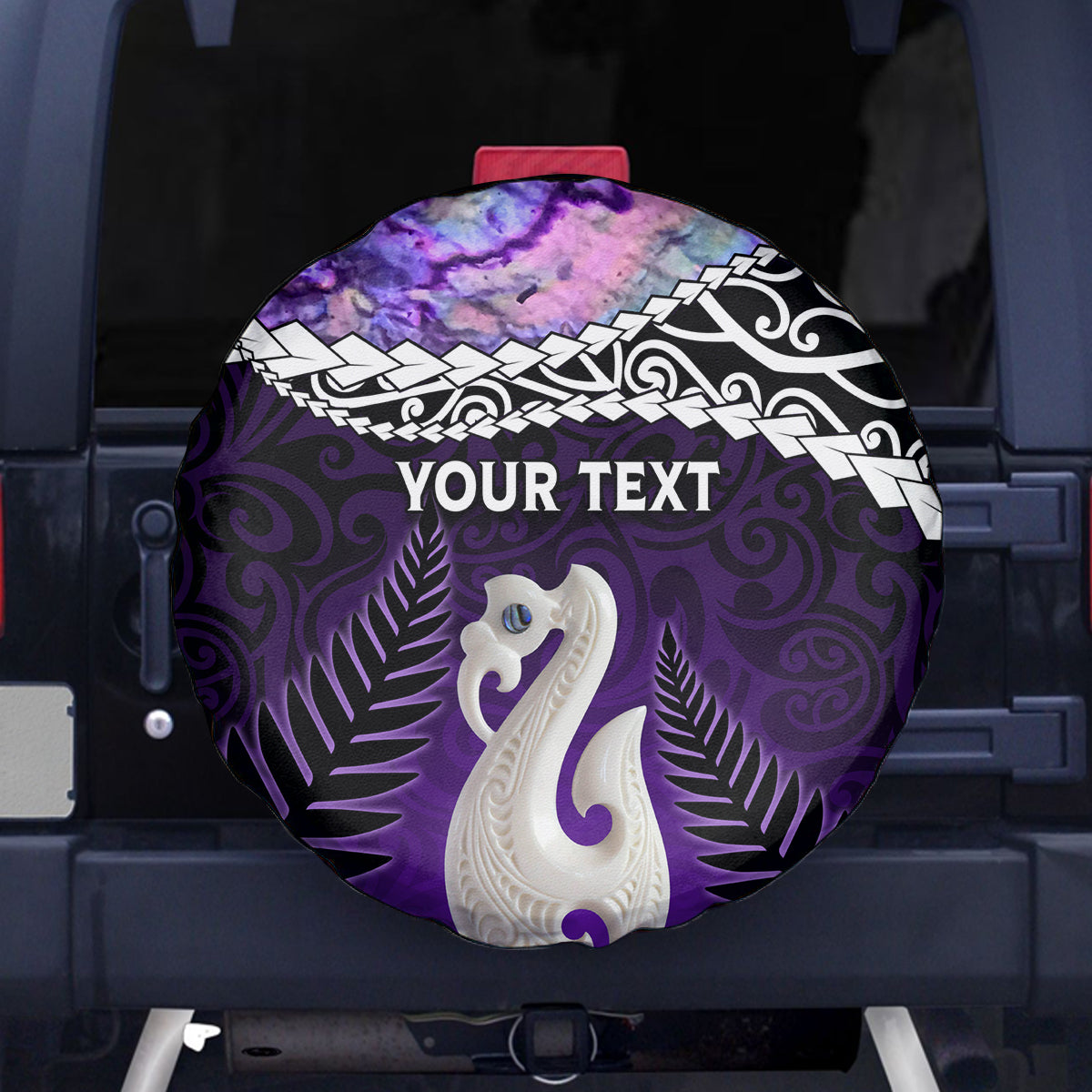 Personalised New Zealand Maori Spare Tire Cover Manaia Paua Shell Purple LT7 Purple - Polynesian Pride