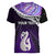 Personalised New Zealand Maori Women V Neck T Shirt Manaia Paua Shell Purple LT7 - Polynesian Pride