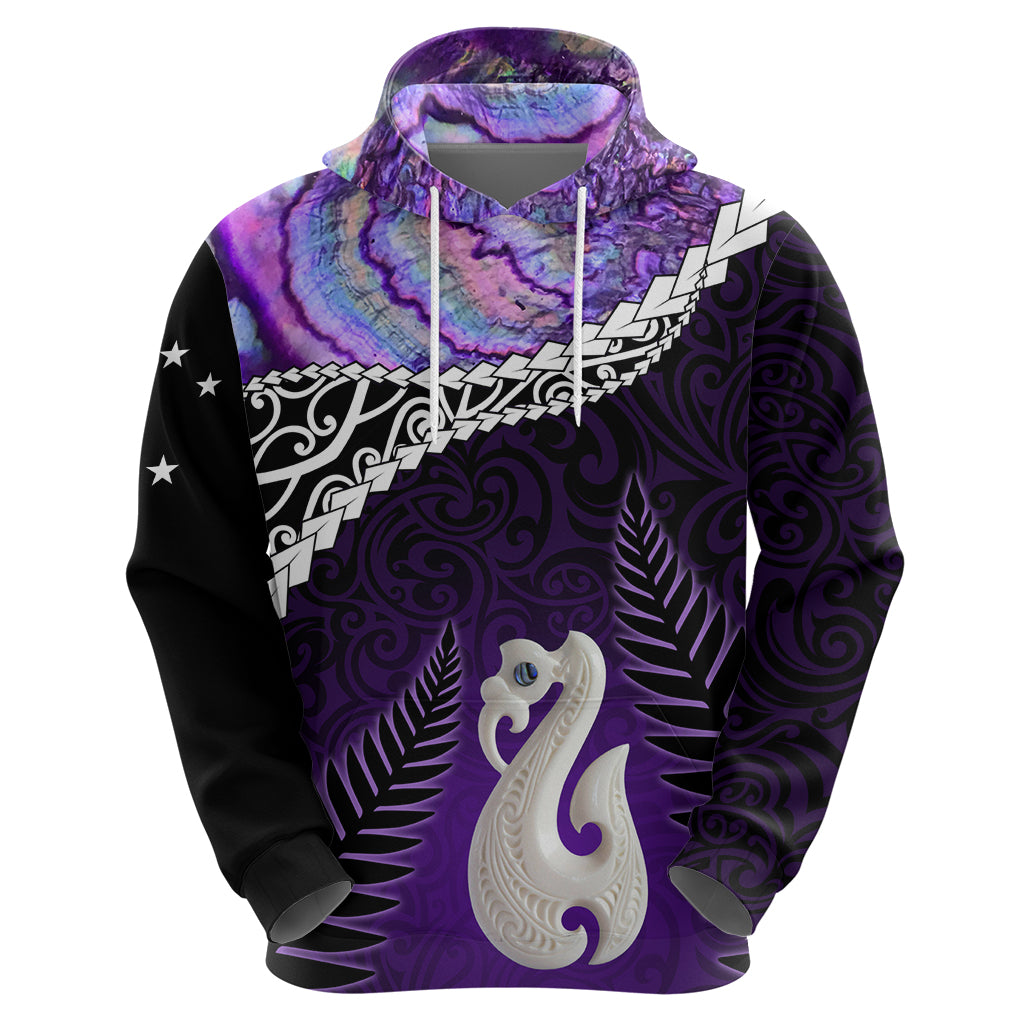 Personalised New Zealand Maori Zip Hoodie Manaia Paua Shell Purple LT7 - Polynesian Pride