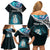 Personalised New Zealand Maori Family Matching Off Shoulder Short Dress and Hawaiian Shirt Manaia Paua Shell Turquoise LT7 - Polynesian Pride